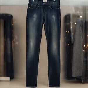 New Hudson Cotton Denim Medium Dark Wash Distressed Casual Skinny Jeans 24 NWOT